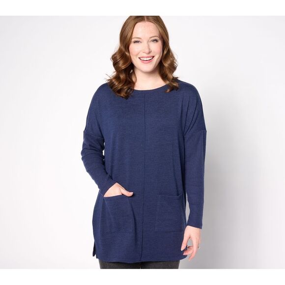 Denim & Co. Women's Top Sz XL Heavenly Jersey Regular Relaxed Fit Blue A630346 - Picture 1 of 4